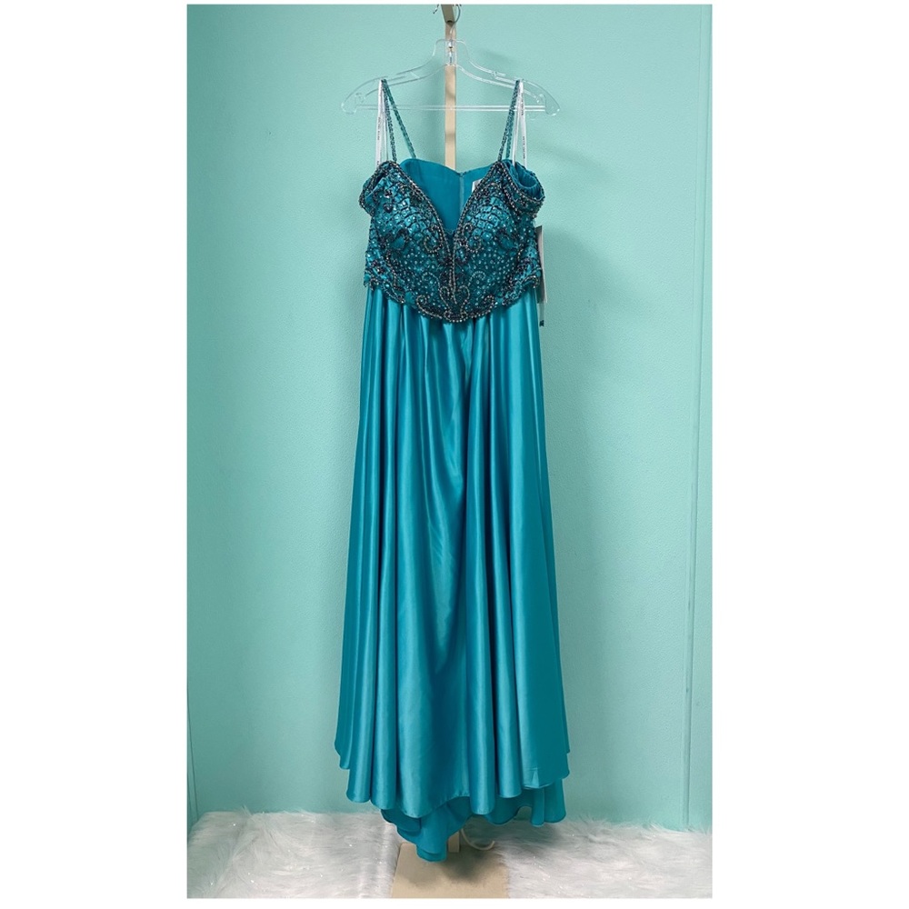 6020 Rachel Allan jade formal dress - Picture 3 of 5